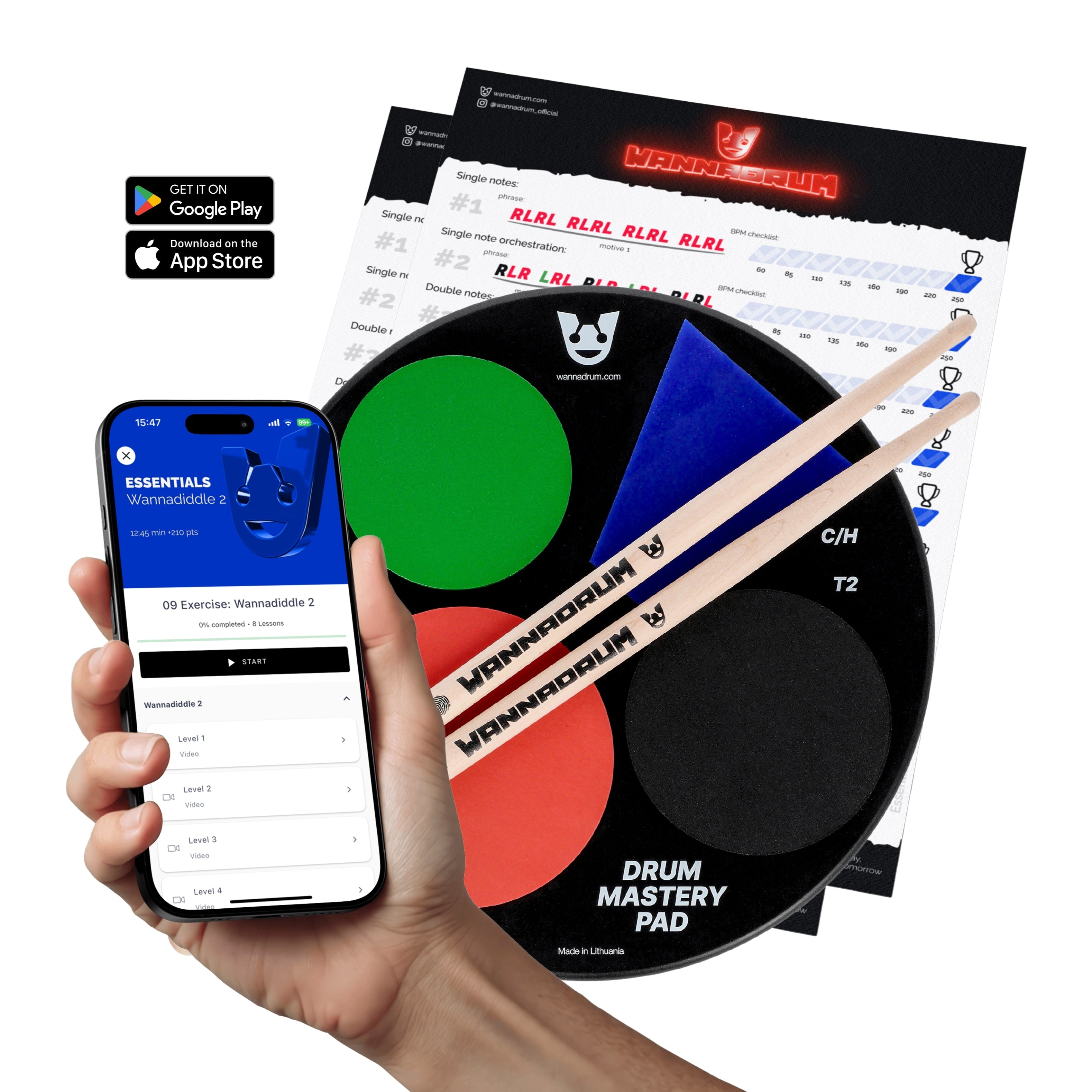 Drum Mastery System: Practice Pad + Gamified Drumming App