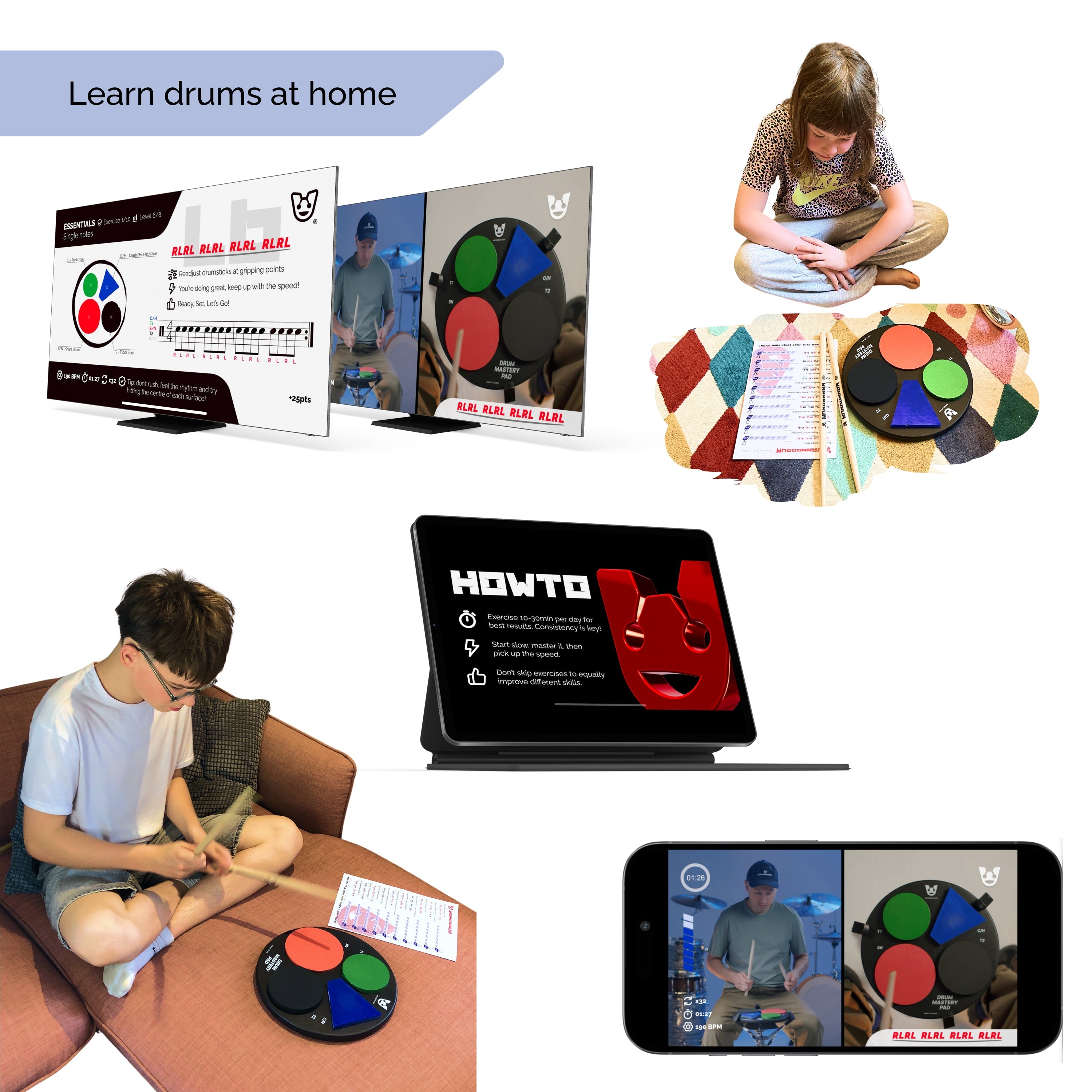 Drum Mastery System: Practice Pad + Gamified Drumming App